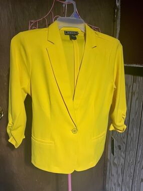 New York & Company Bright Yellow Single-Button Blazer